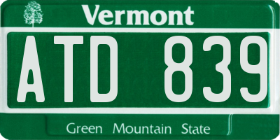 VT license plate ATD839