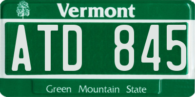 VT license plate ATD845