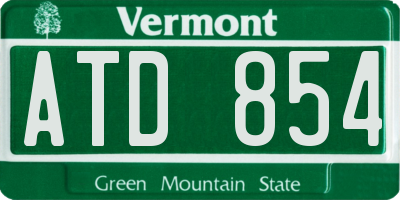 VT license plate ATD854