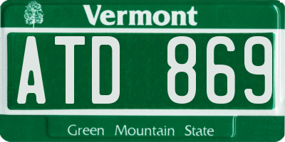 VT license plate ATD869