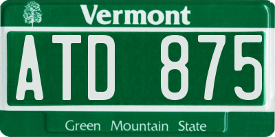 VT license plate ATD875