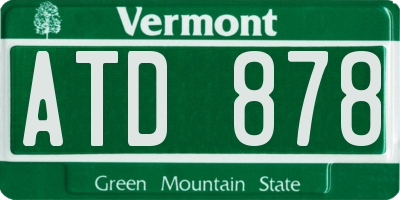 VT license plate ATD878