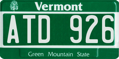 VT license plate ATD926