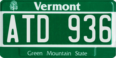 VT license plate ATD936