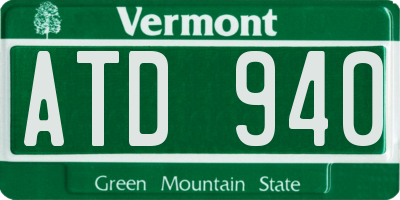 VT license plate ATD940