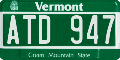 VT license plate ATD947