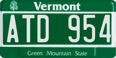 VT license plate ATD954