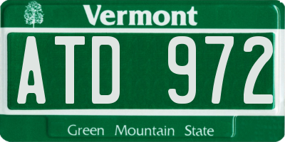 VT license plate ATD972
