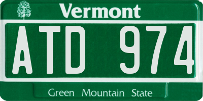 VT license plate ATD974