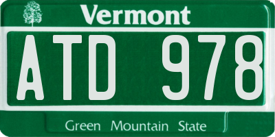 VT license plate ATD978