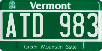 VT license plate ATD983