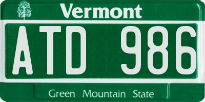 VT license plate ATD986