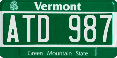 VT license plate ATD987
