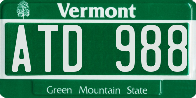 VT license plate ATD988