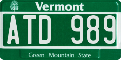 VT license plate ATD989