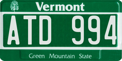 VT license plate ATD994
