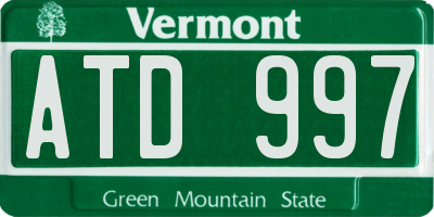 VT license plate ATD997