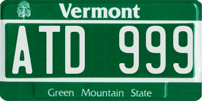 VT license plate ATD999