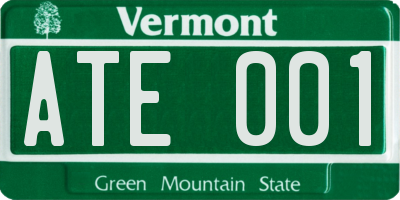 VT license plate ATE001