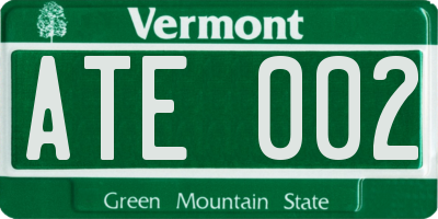 VT license plate ATE002