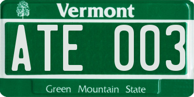 VT license plate ATE003