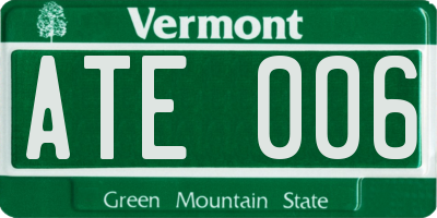 VT license plate ATE006