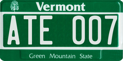 VT license plate ATE007