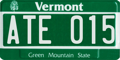 VT license plate ATE015