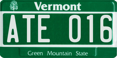 VT license plate ATE016