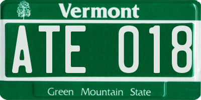 VT license plate ATE018