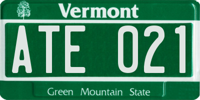 VT license plate ATE021
