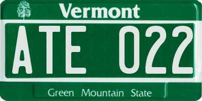 VT license plate ATE022