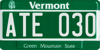 VT license plate ATE030