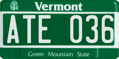 VT license plate ATE036