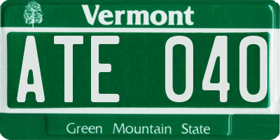 VT license plate ATE040