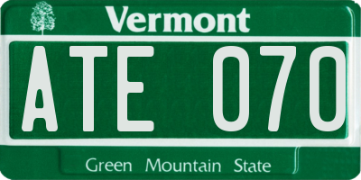 VT license plate ATE070
