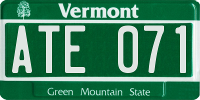 VT license plate ATE071