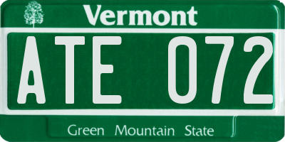 VT license plate ATE072