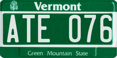 VT license plate ATE076