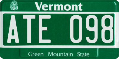 VT license plate ATE098