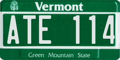VT license plate ATE114