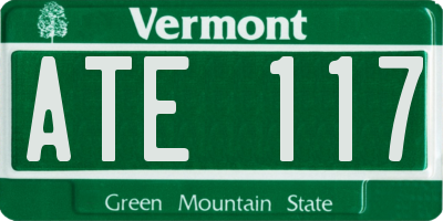 VT license plate ATE117