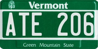 VT license plate ATE206