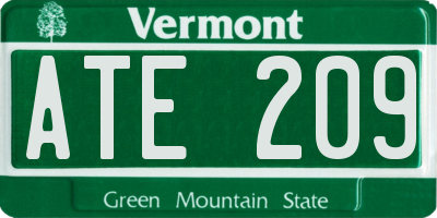 VT license plate ATE209