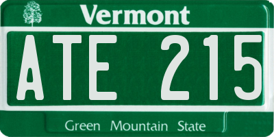 VT license plate ATE215