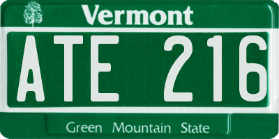 VT license plate ATE216