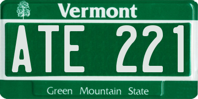 VT license plate ATE221