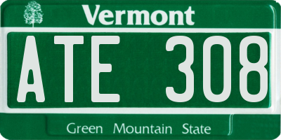 VT license plate ATE308