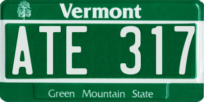 VT license plate ATE317