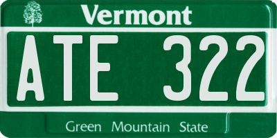 VT license plate ATE322
